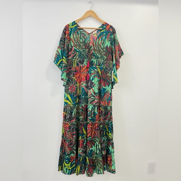 NEW Anthropologie Boemo Tropical Maxi Dress M Resort Vacation Glam - Picture 1 of 11